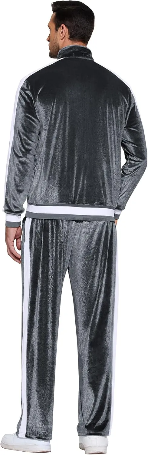 COOFANDY Mens Tracksuit 2 Piece Set Velour Velvet Sweatsuit Jogging Suits Full Zip Jacket Pants Outfits