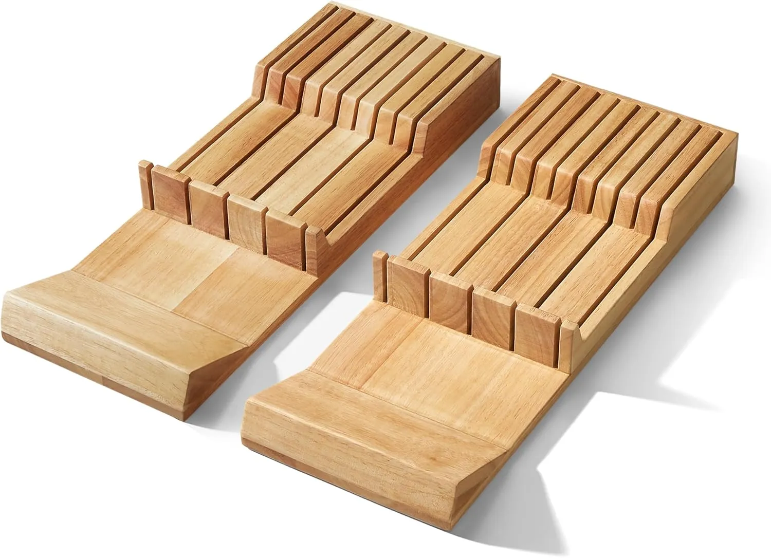 Cook N Home In-Drawer Knife Block Organizer 18-slot, (2pc 9-Slot) Kitchen Knife Cutlery Holder Drawer Storage, Holds up to 18 Knives (Not Included)