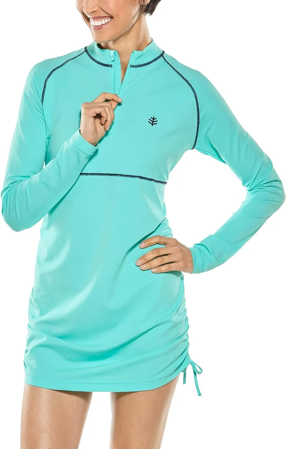 Coolibar UPF 50  Women's Lawai Ruche Swim Shirt - Sun Protective