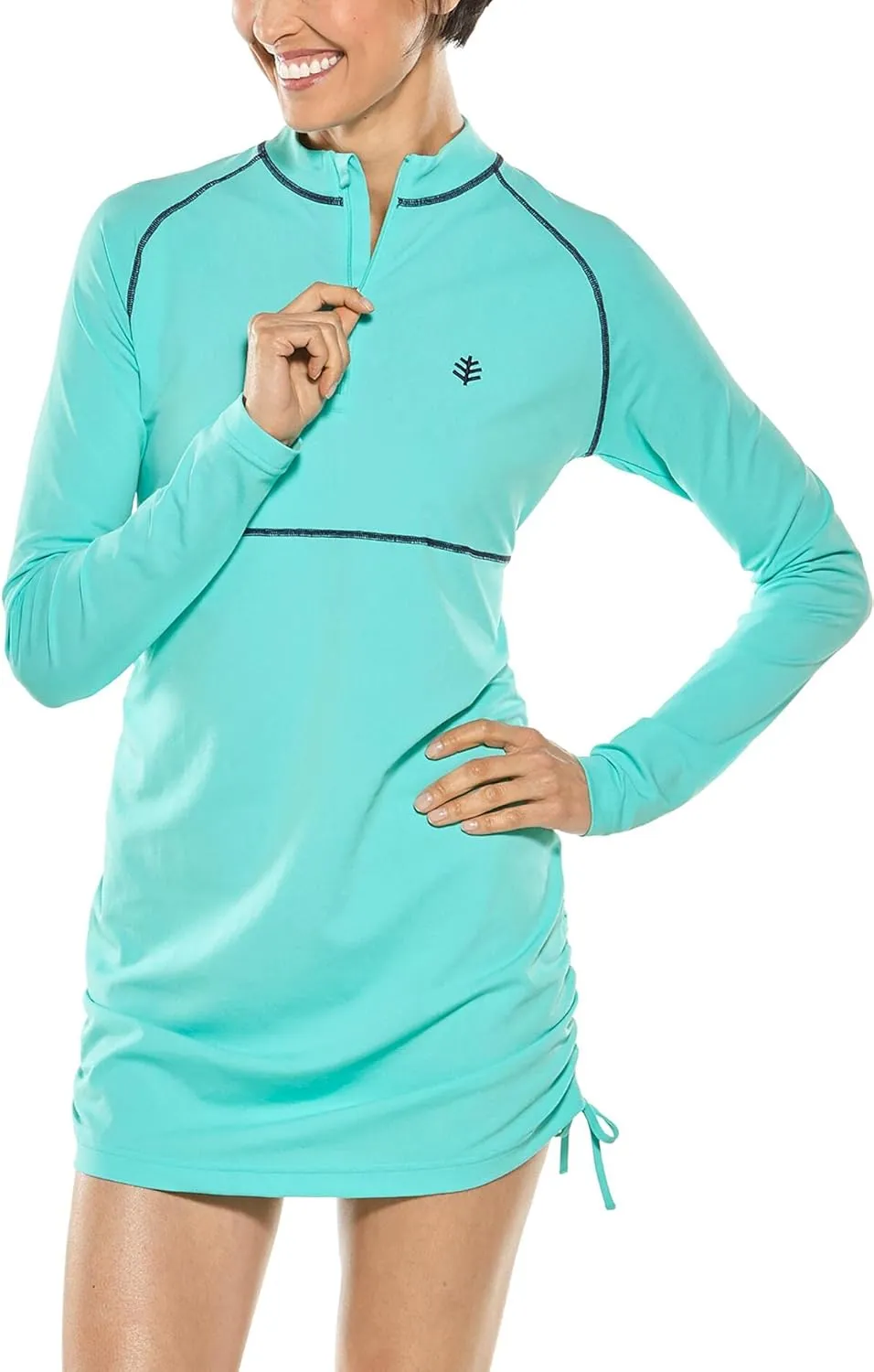 Coolibar UPF 50  Women's Lawai Ruche Swim Shirt - Sun Protective