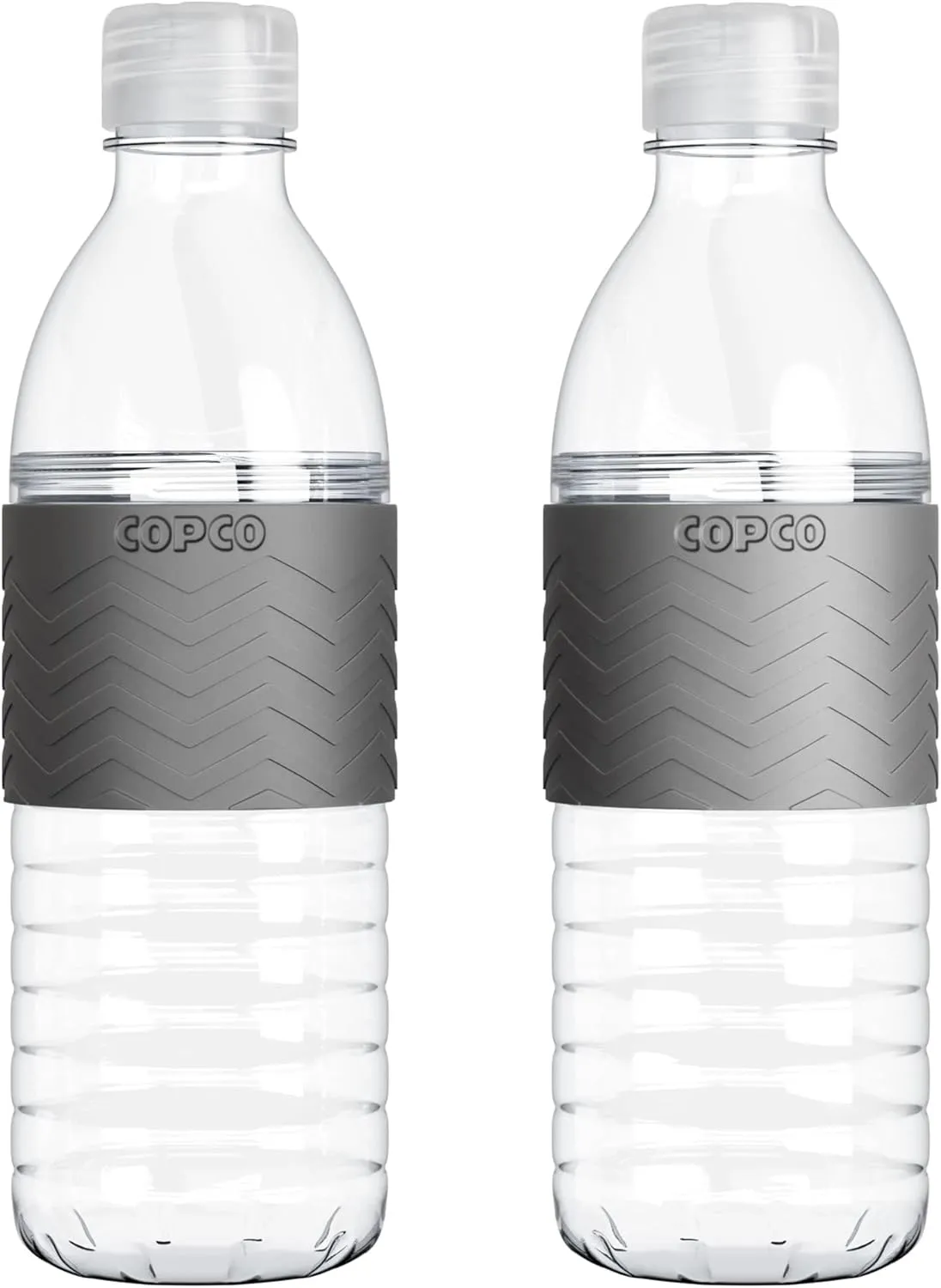 Copco Hydra Water Bottle with Spill-Resistant Lid, 16.9 oz (Set of 2) - Reusable Tritan Non-Slip Sleeve, Twist-Open Body - BPA-Free, Leak-Proof, Durable & Portable for Gym, Office, School (Gray)