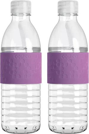 Copco Hydra Water Bottle with Spill-Resistant Lid, 16.9 oz (Set of 2) - Reusable Tritan Non-Slip Sleeve, Twist-Open Body - BPA-Free, Leak-Proof, Durable & Portable for Gym, Office, School (Purple)