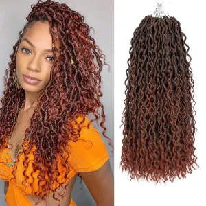 Copper Crochet Goddess Locs,5 Packs 14 Inch Pre looped Boho Goddess Locs Crochet Hair,Faux Locs Crochet Hair With Curly Ends,Hippie Locs Crotchet Hair For Women(14in,5pack T1B/350#)