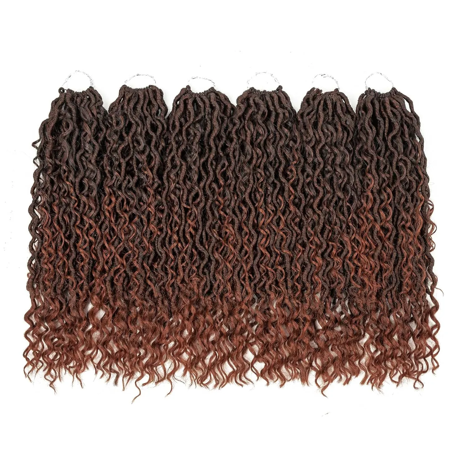 Copper Crochet Goddess Locs,5 Packs 14 Inch Pre looped Boho Goddess Locs Crochet Hair,Faux Locs Crochet Hair With Curly Ends,Hippie Locs Crotchet Hair For Women(14in,5pack T1B/350#)