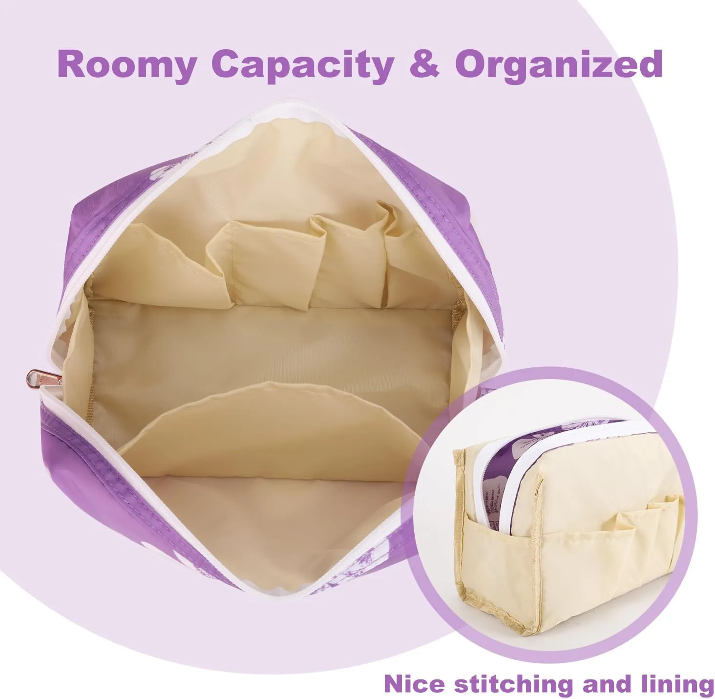 Cosmetic Bag for Women Reliable Makeup Bag Roomy and Portable, Versatile Purse Travel Toiletry Bag, Accessories Organizer Storage SBS Zipper Pouch for Women Girls and Moms Gifts (Purple)