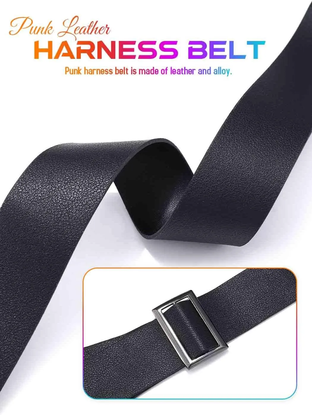 COSYDAYS Plus Size Harness Belts Black Leather Waist Harness Fashion for Woman