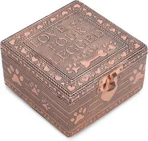 Cottage Garden Home Dog Pawprint Copper Tone Metal Jewelry Keepsake Box