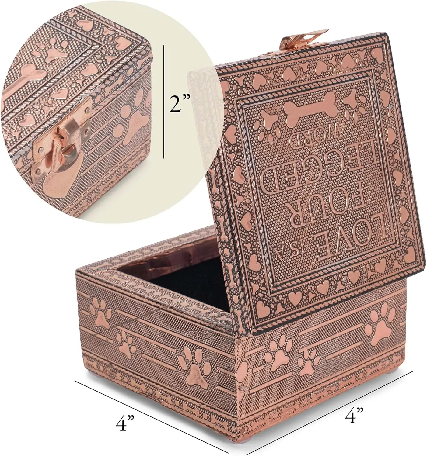Cottage Garden Home Dog Pawprint Copper Tone Metal Jewelry Keepsake Box