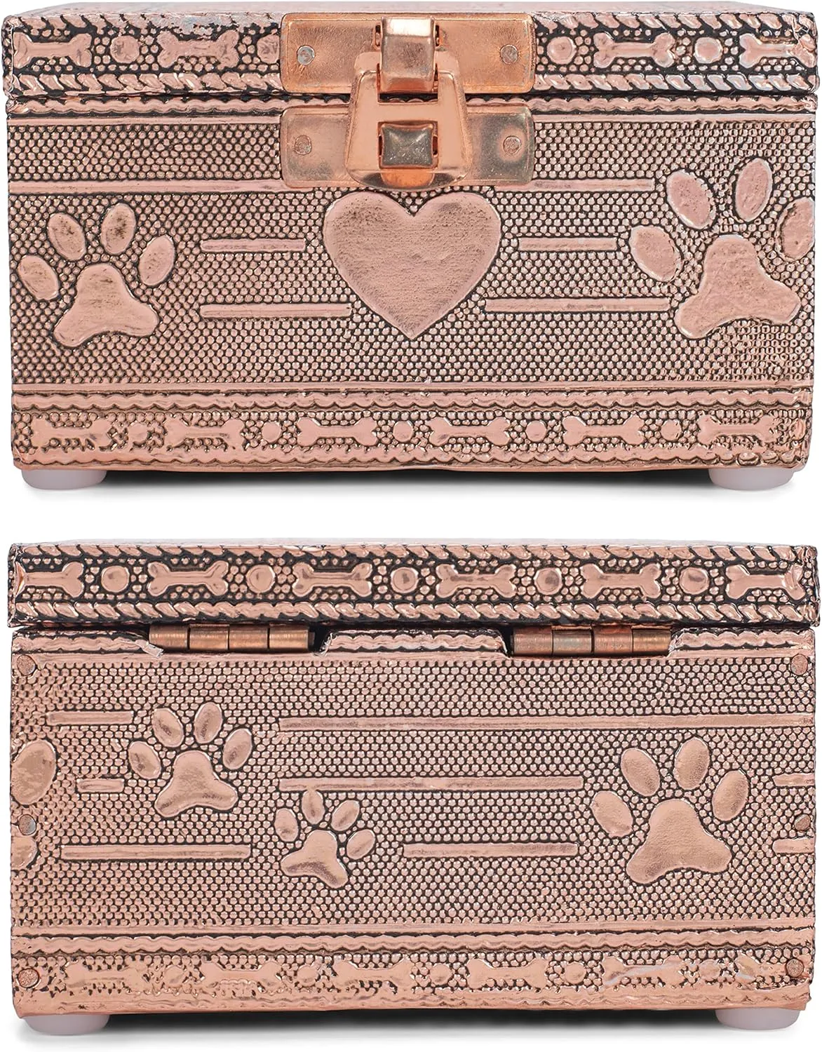Cottage Garden Home Dog Pawprint Copper Tone Metal Jewelry Keepsake Box