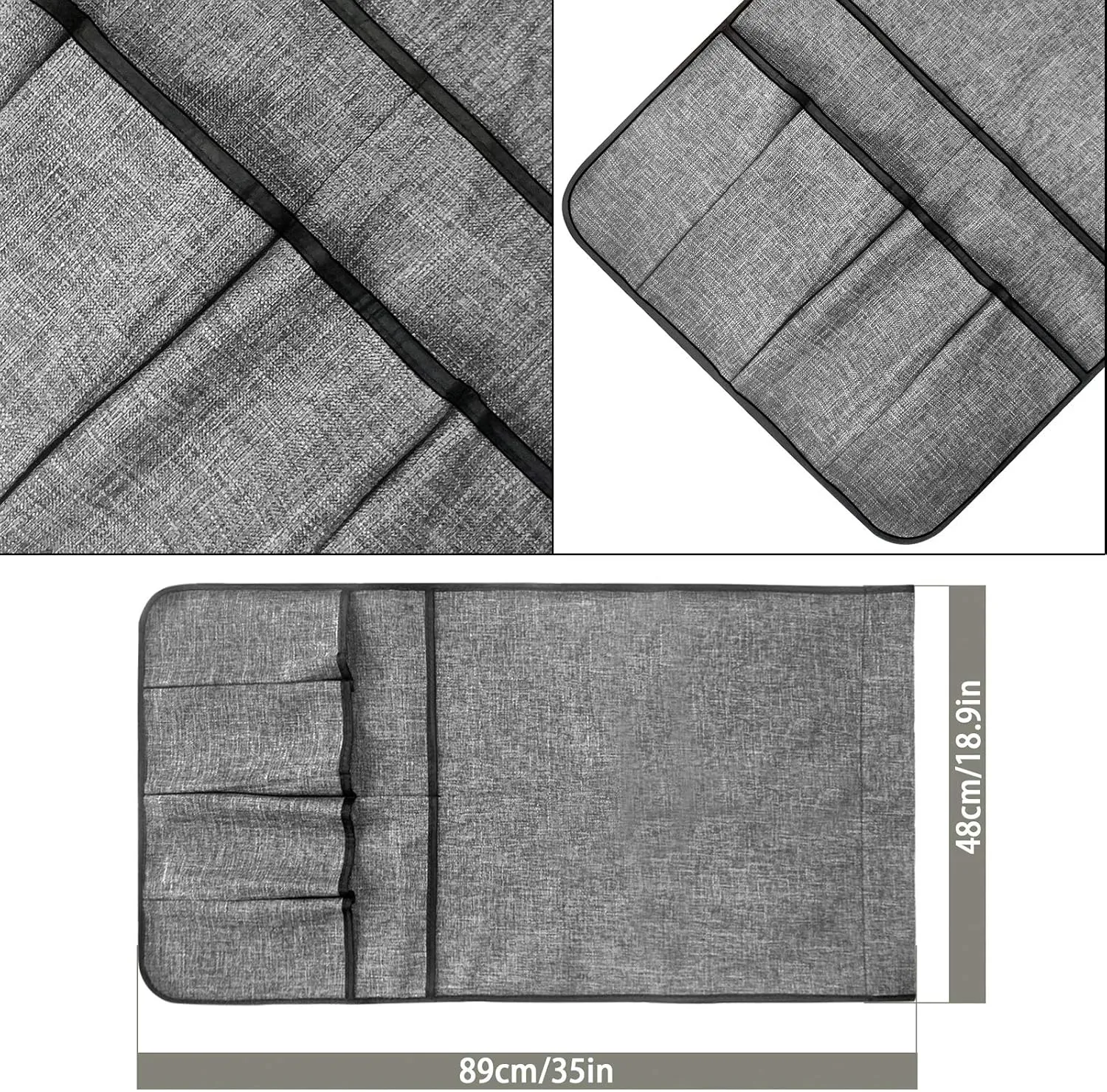 Couch Sofa Armrest Organiser Arm Chair Caddy Bedside Storage Pocket with 8 Pockets TV Remote Holder Bed Storage Pocket Bag for Cellphone Tablet Notepad Book Magazines DVD Glasses