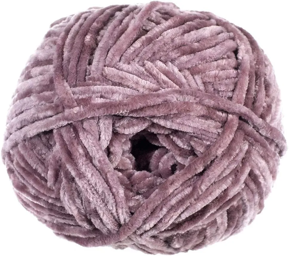 Craft County 315 Yards of Medium Velvet Yarn – 100% Machine Wash and Dryable Polyester (Shadow Purple)