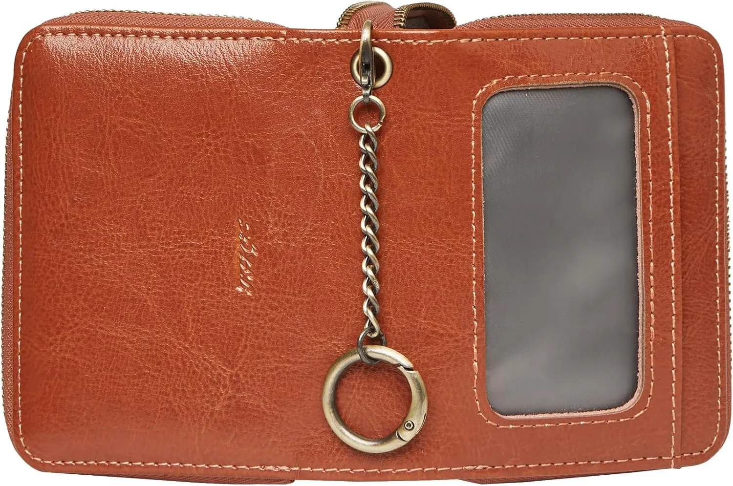 Credit Card Holder for Women, RFID Blocking Wallet Small Leather Wallet Women with Accordion Zipper, Card Wallet Keychain Brown