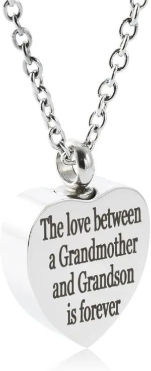 Cremation Ash Jewelry Forever Love Grandma&Grandson Urn Necklace Memorial Keepsake Birthstone Pendant