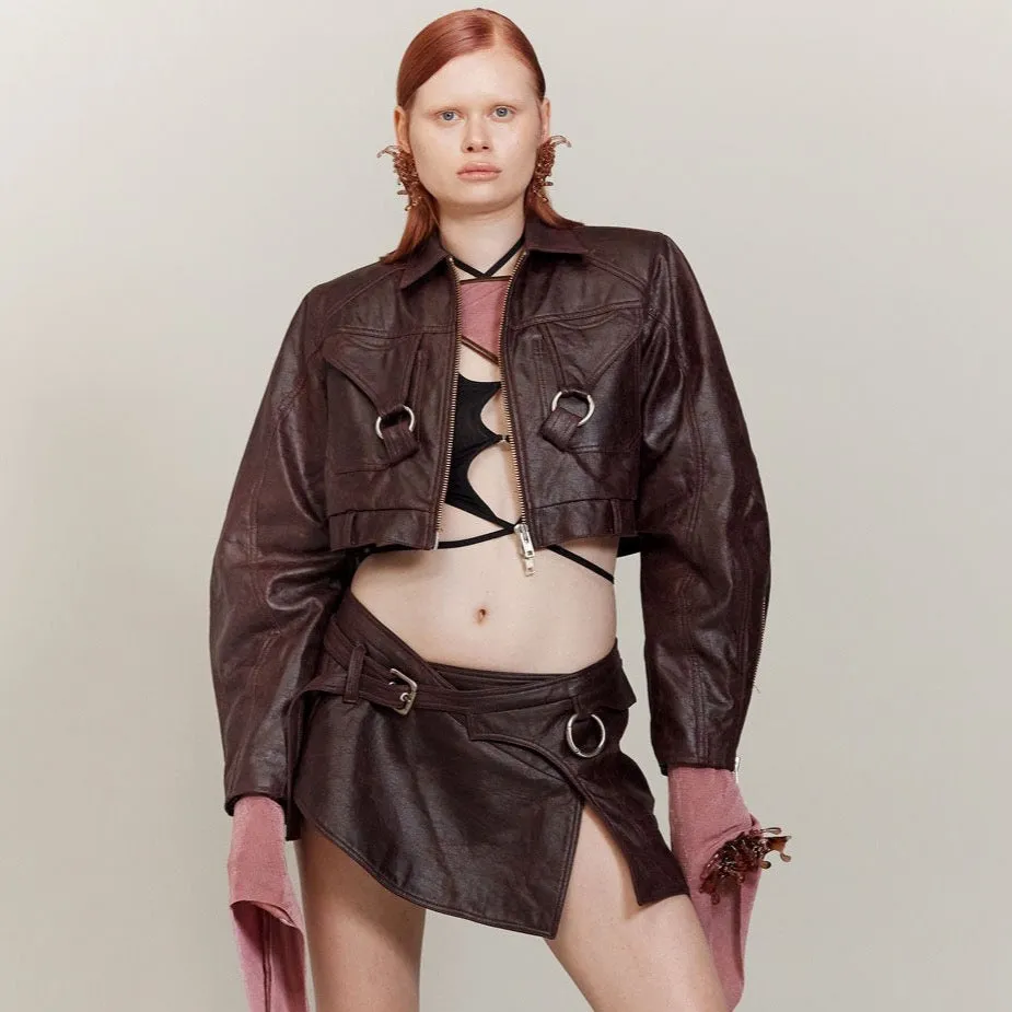 Crop Faux Leather Jacket