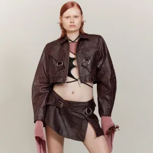 Crop Faux Leather Jacket