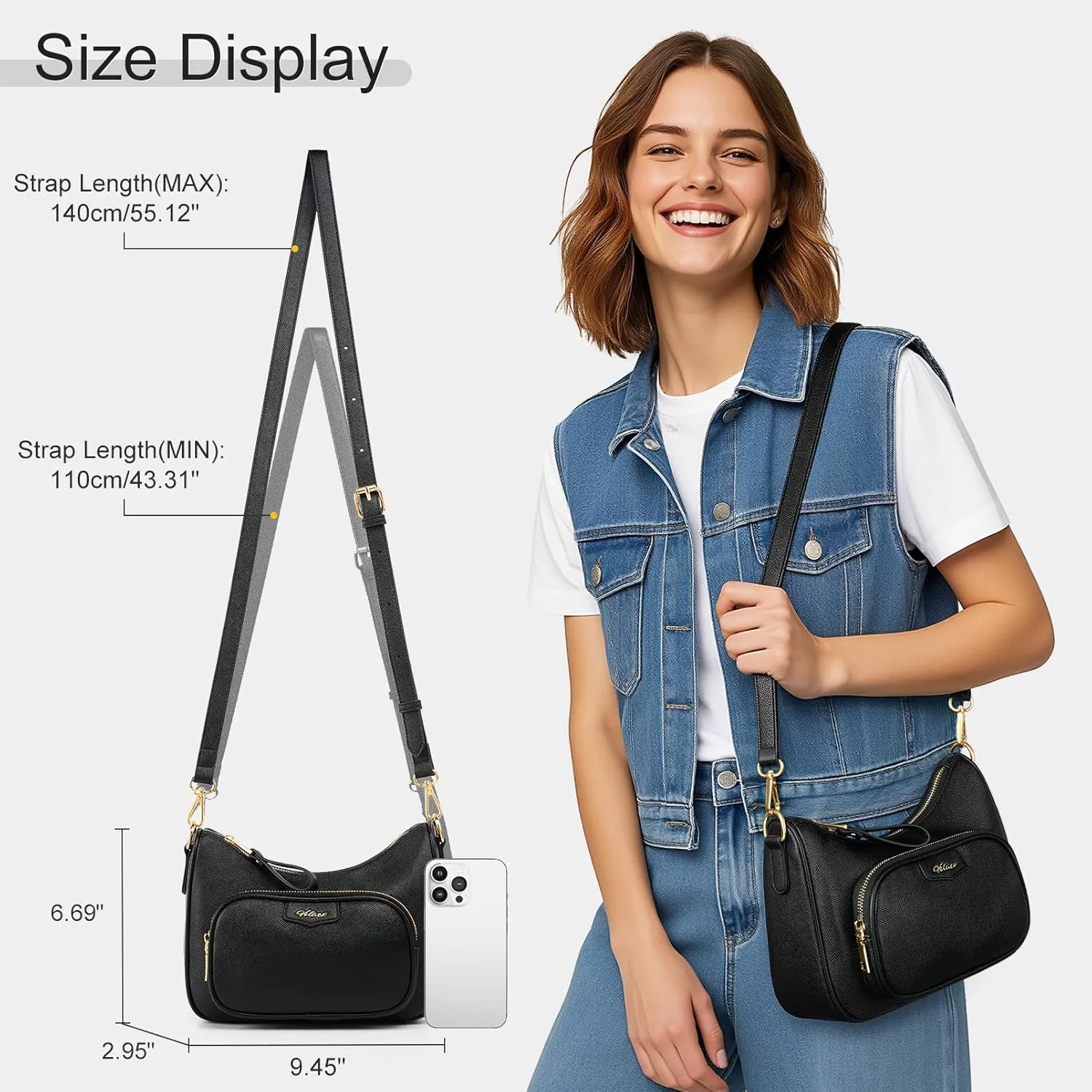 Cross Body Body Bag for Women Leather Small Handbag with Zipper Summer Purse with Compartments
