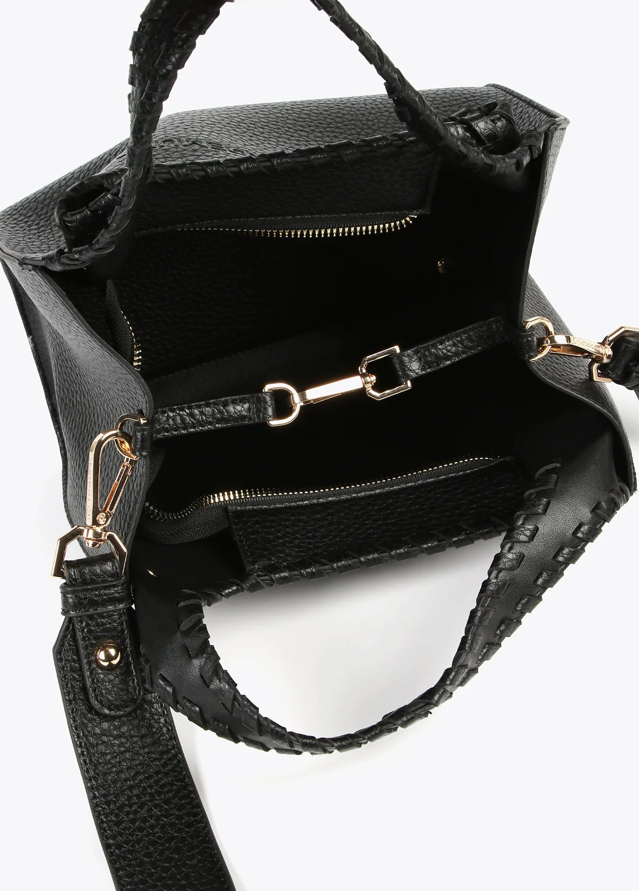 Crossbody bag with topstitching