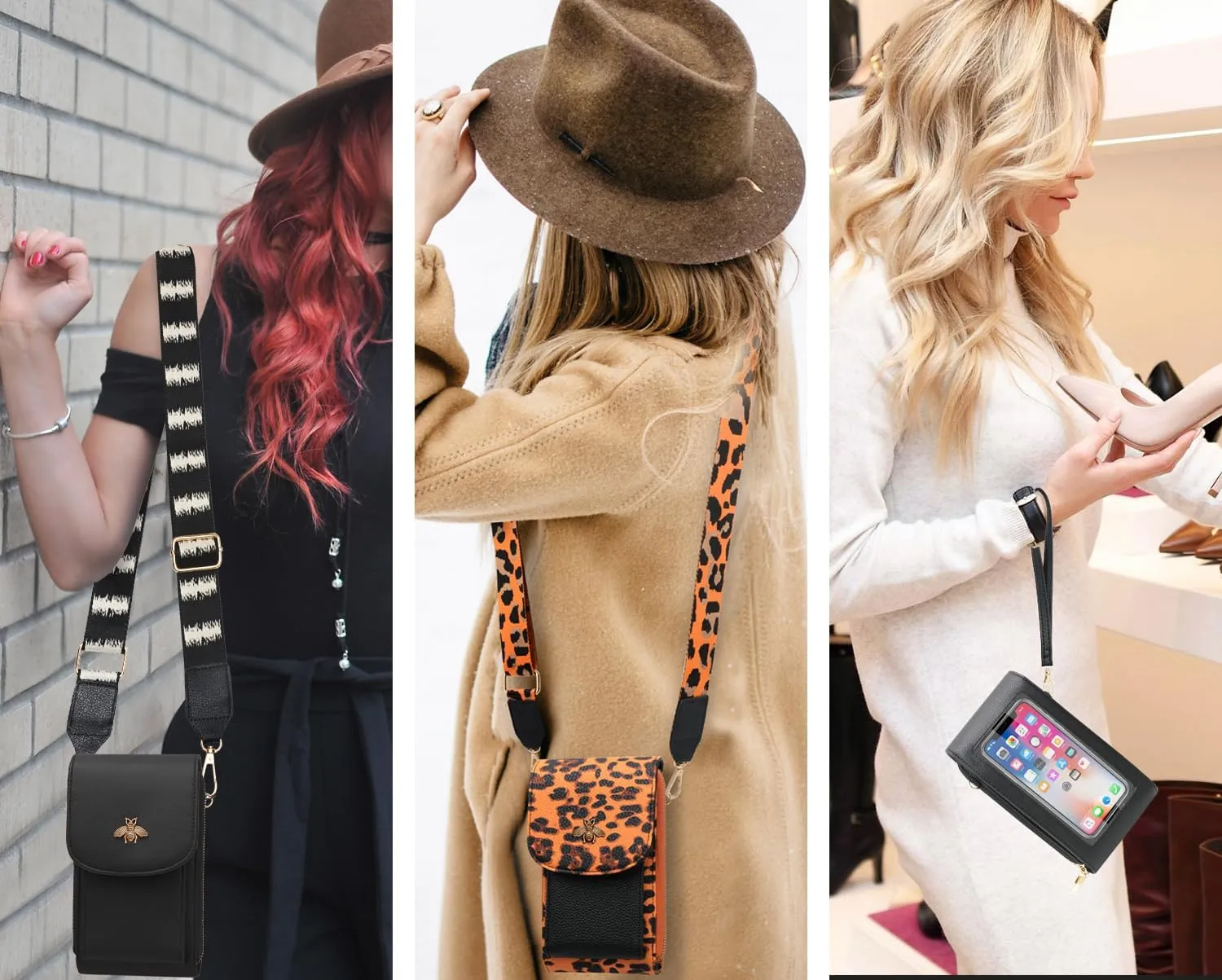 CrossBody Bags with Touchscreen Cell Phone Purse Window Zipper Pocket,RFID Blocking Card Holder iPhone bag for Women