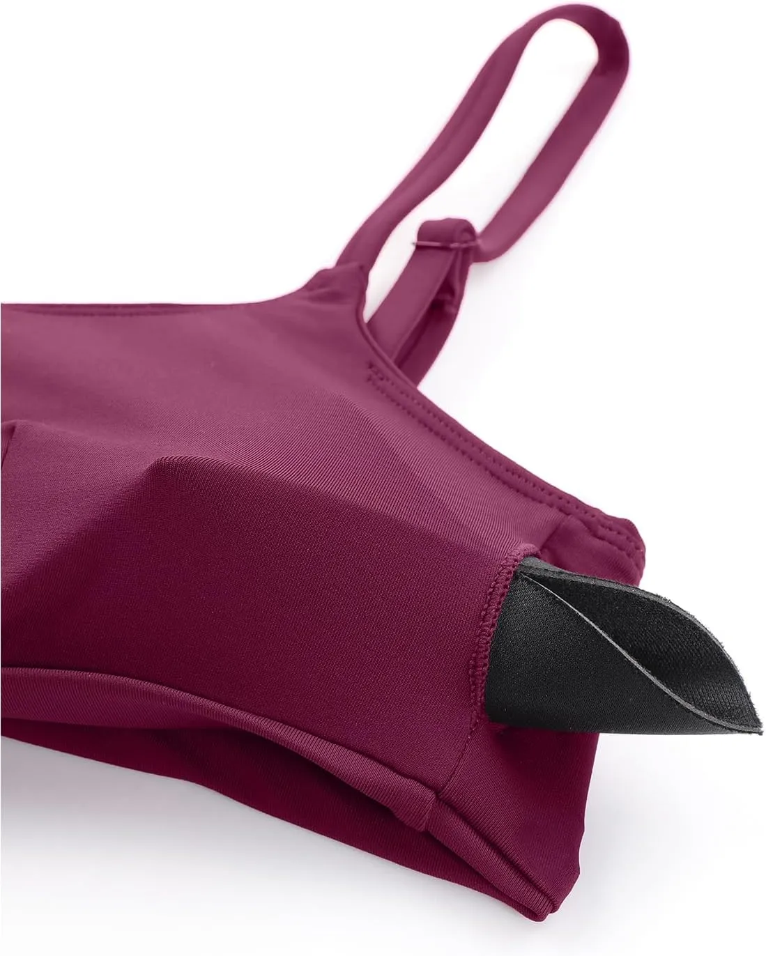 CRZ YOGA Womens Bikini Top A-C Adjustable Spaghetti Straps Bathing Suit Scoop Neck Padded Swimsuit Bra