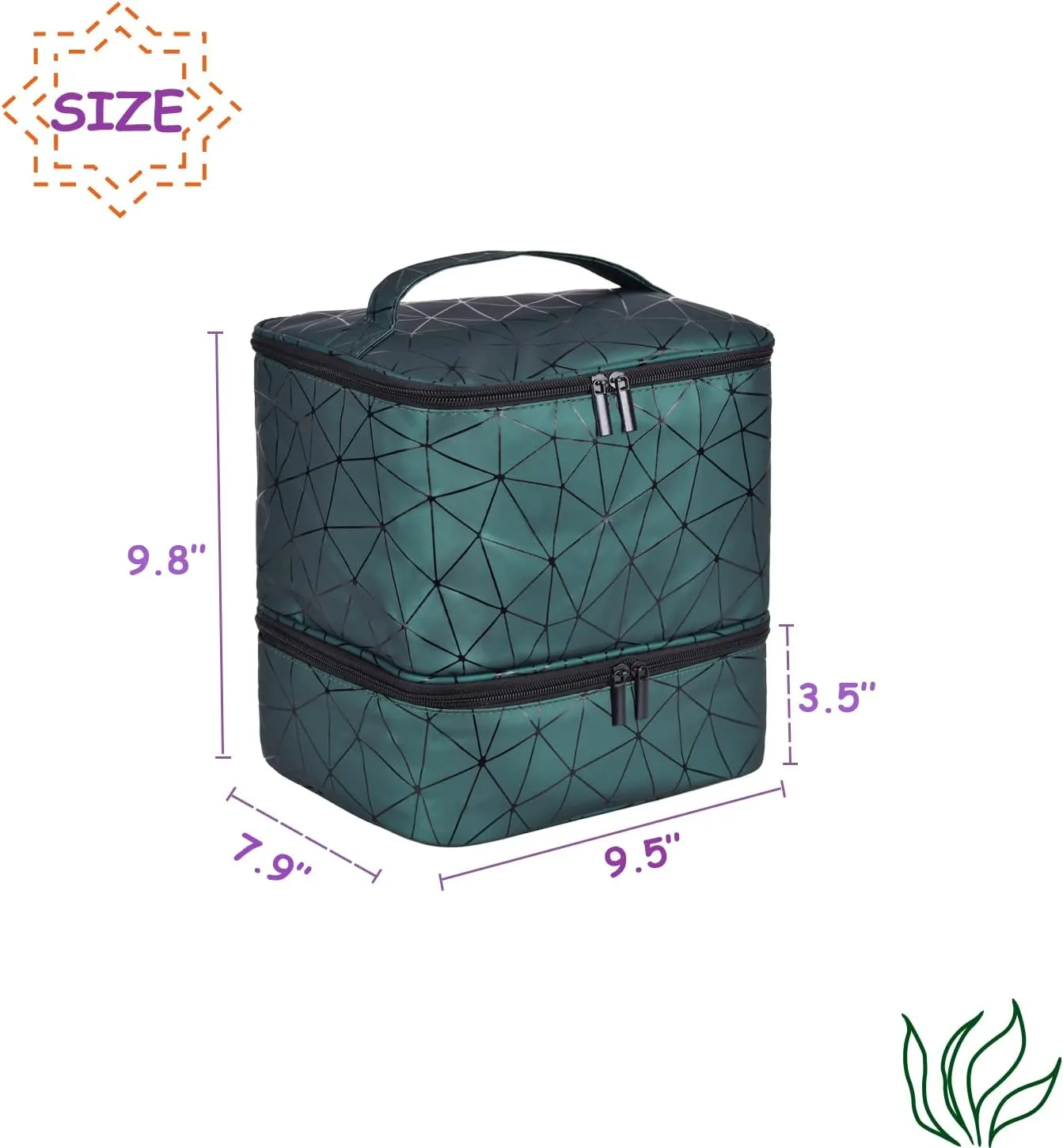 CTWWFS Nail Polish Organizer Holds 30 Bottles (15ml) and 1 Nail Light Nail Polish Carrying Case with Storage Pockets for Manicure Tools Double Layer Nail Storage Travel Bag with Handle (A-Green)