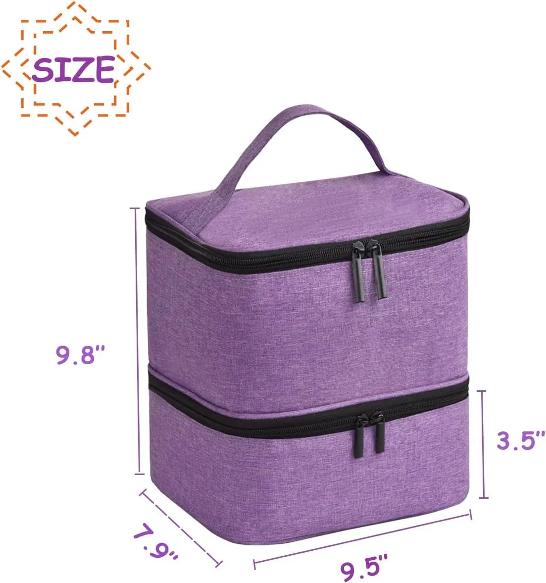 CTWWFS Nail Polish Organizer Holds 30 Bottles (15ml) and 1 Nail Light Nail Polish Carrying Case with Storage Pockets for Manicure Tools Double Layer Nail Storage Travel Bag with Handle (A-Purple)