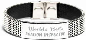 Cuban Chain Bracelet, World's Best Aviation Inspector, Bracelet for Aviation Inspector, Gift for Aviation Inspector