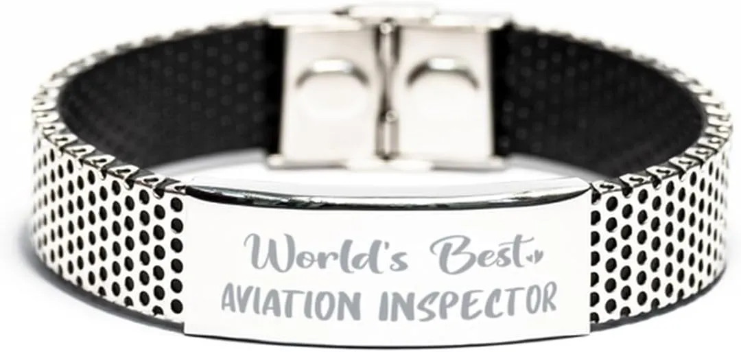 Cuban Chain Bracelet, World's Best Aviation Inspector, Bracelet for Aviation Inspector, Gift for Aviation Inspector