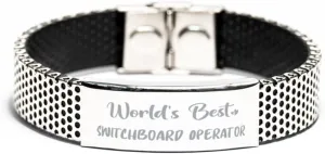 Cuban Chain Bracelet, World's Best Switchboard Operator, Bracelet for Switchboard Operator, Gift for Switchboard Operator