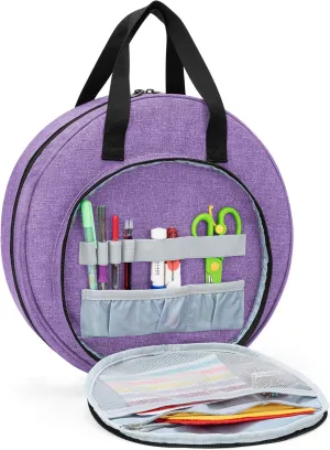 CURMIO Embroidery Bag, Portable Carrying Bag for Embroidery Project and Cross Stitch Tools Kits Supplies, Bag ONLY, Purple (Patented Design)