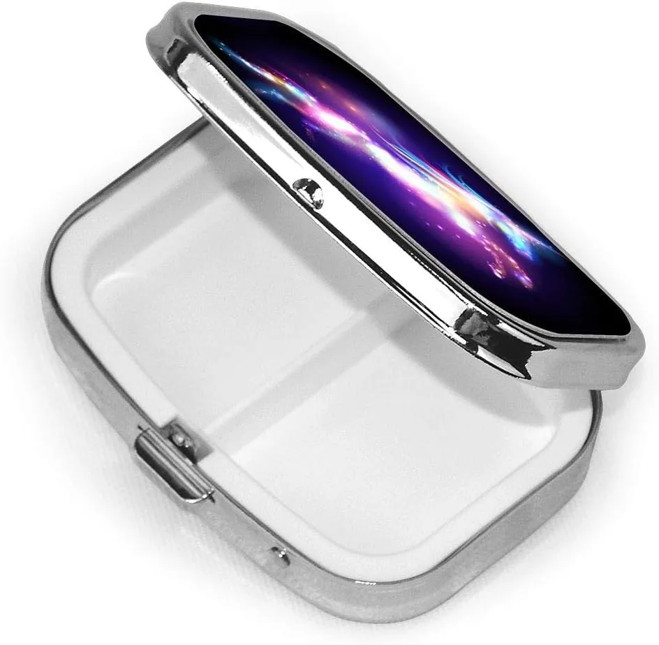 Cute Rainbow Unicorn Pill Organizer Portable Metal Pill Box Small Pill Container for Purse or Pocket 2 Compartment Daily Needs and Travelling