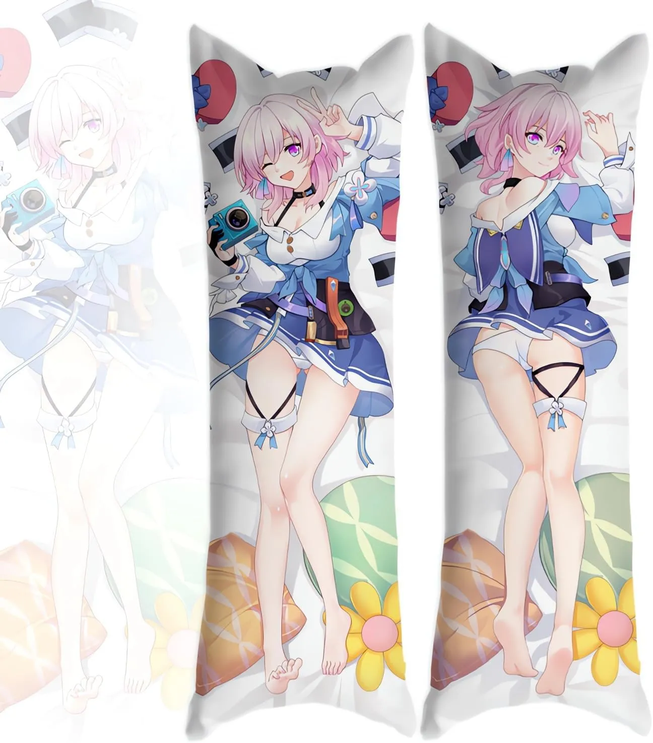 Dakimakura Genshin Impact Raiden Shogun 20""x59""Anime Pillowcase Double-Sided Pattern Hugging Body Pillow Cover Case (March 7th), FE1222E