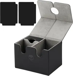 DaMohony Card Deck Box Holds 350  Single Sleeved Cards PU Leather Magnetic Deck Box with Dice Tray for TCG CCG Magic Game Cards