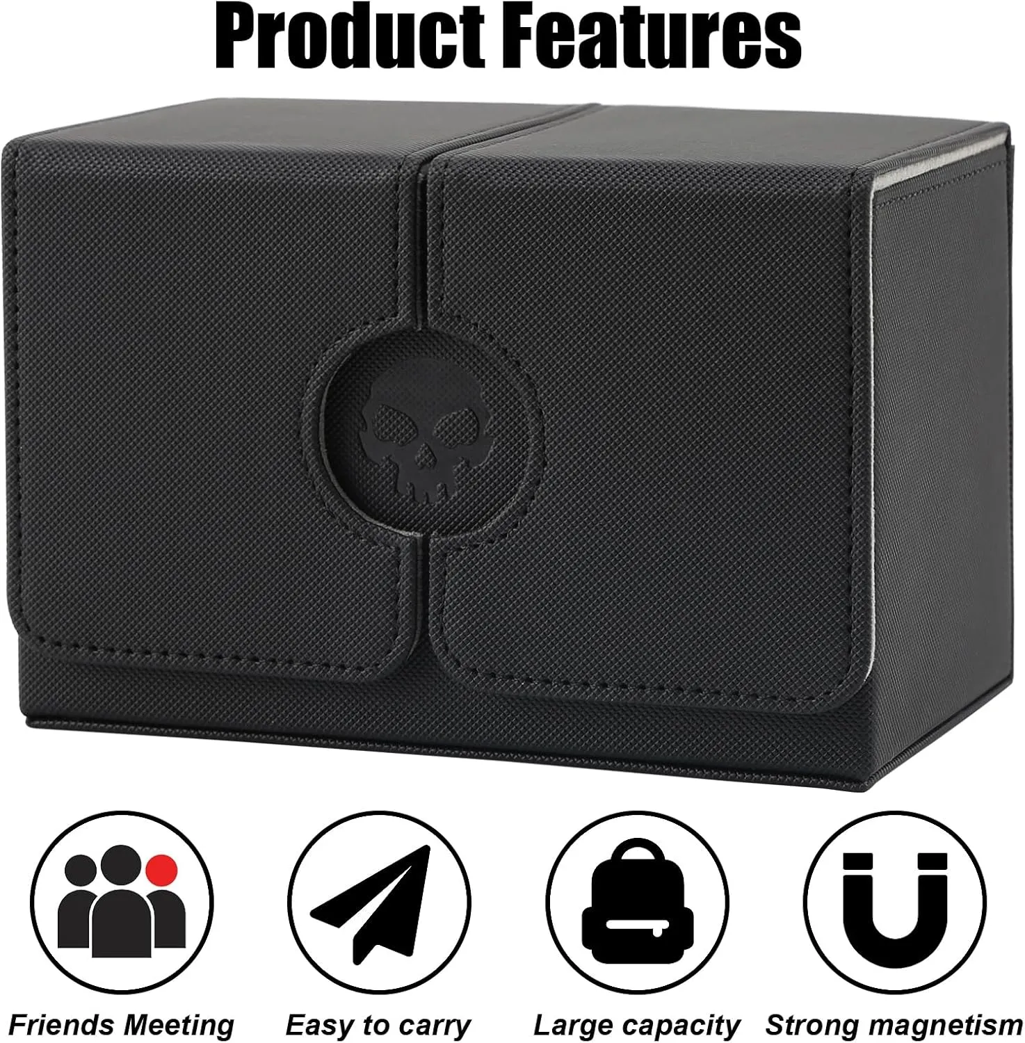 DaMohony Card Deck Box Holds 350  Single Sleeved Cards PU Leather Magnetic Deck Box with Dice Tray for TCG CCG Magic Game Cards