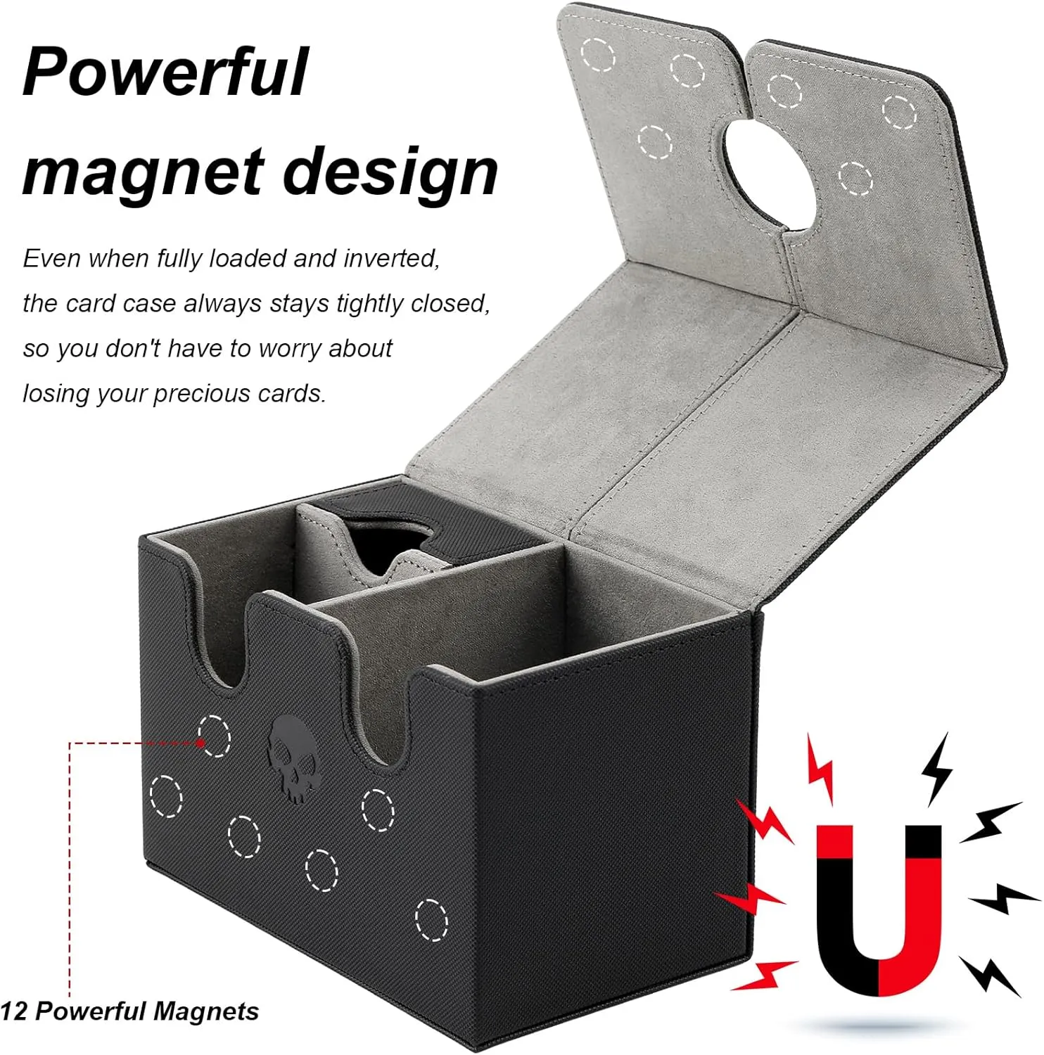 DaMohony Card Deck Box Holds 350  Single Sleeved Cards PU Leather Magnetic Deck Box with Dice Tray for TCG CCG Magic Game Cards