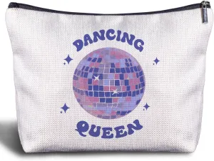 Dancing Queen Makeup Bag for Women - Dance Recital Gifts for Girls, Retro Disco Ball Gifts Cosmetic Bag, Trendy Dance Team Dancer Dance Teacher Appreciation Gifts