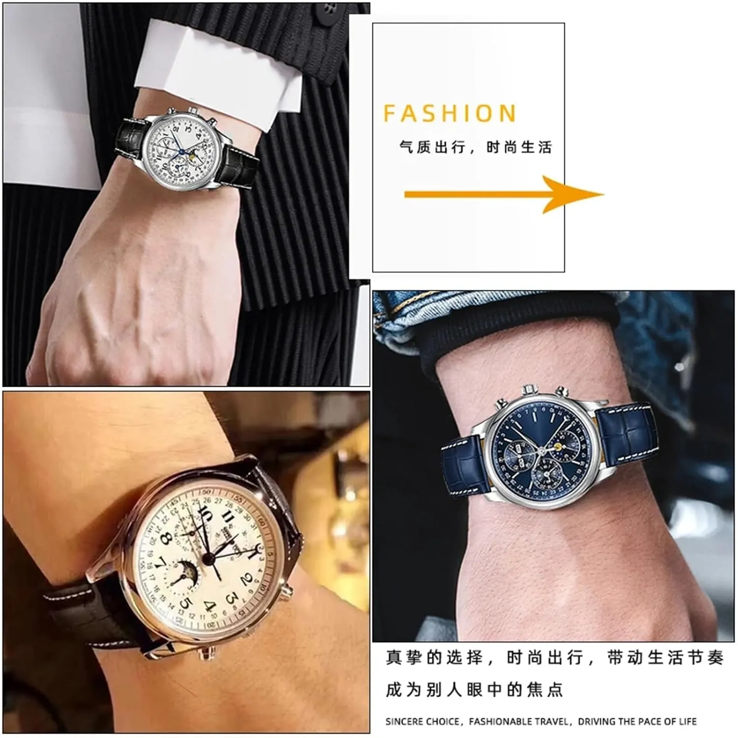DASEB For Masters Collection L3 L4 L2.628/L2.673 Watch Strap Cowhide Leather Butterfly Buckle watchband 19 20 21mm Wrist band