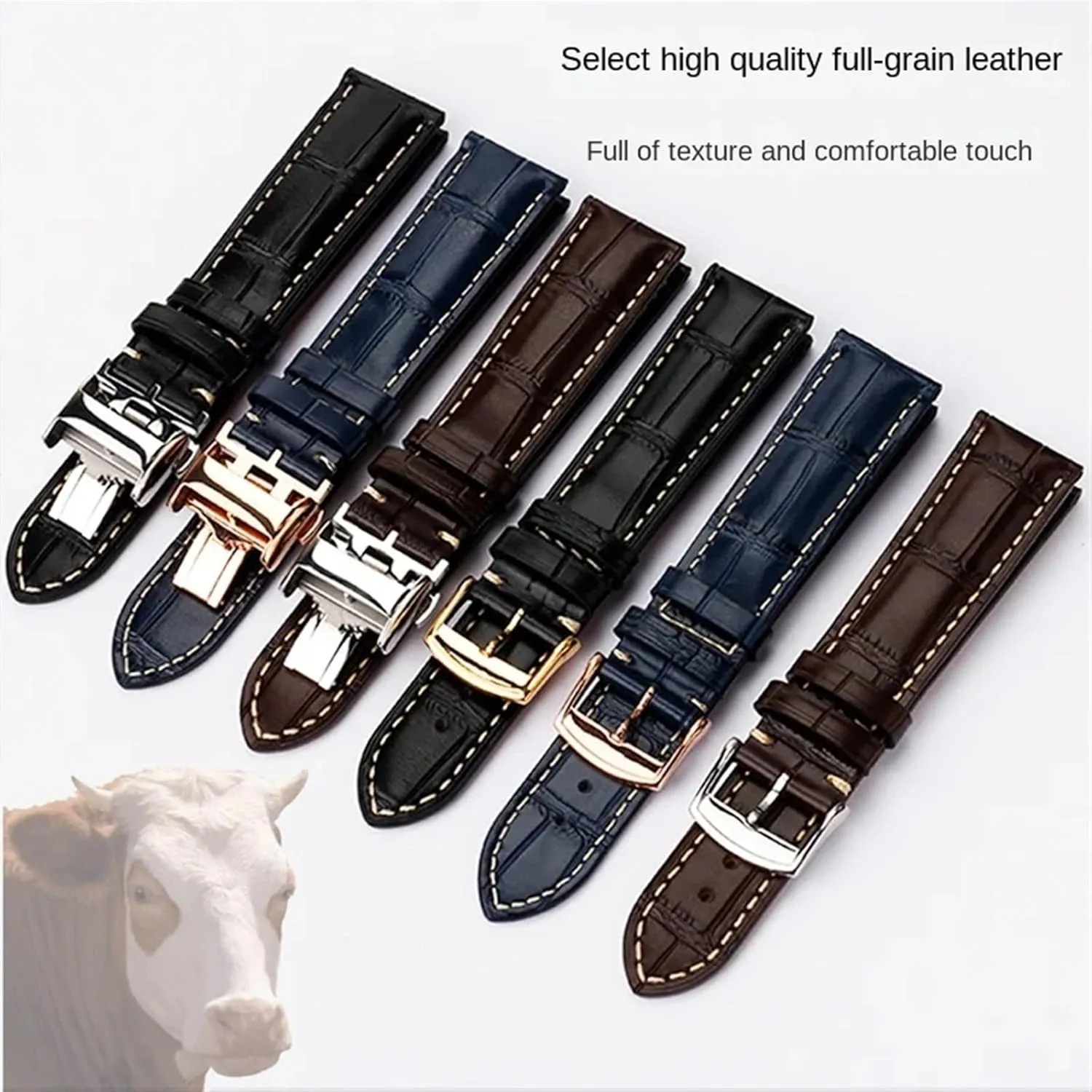 DASEB For Masters Collection L3 L4 L2.628/L2.673 Watch Strap Cowhide Leather Butterfly Buckle watchband 19 20 21mm Wrist band