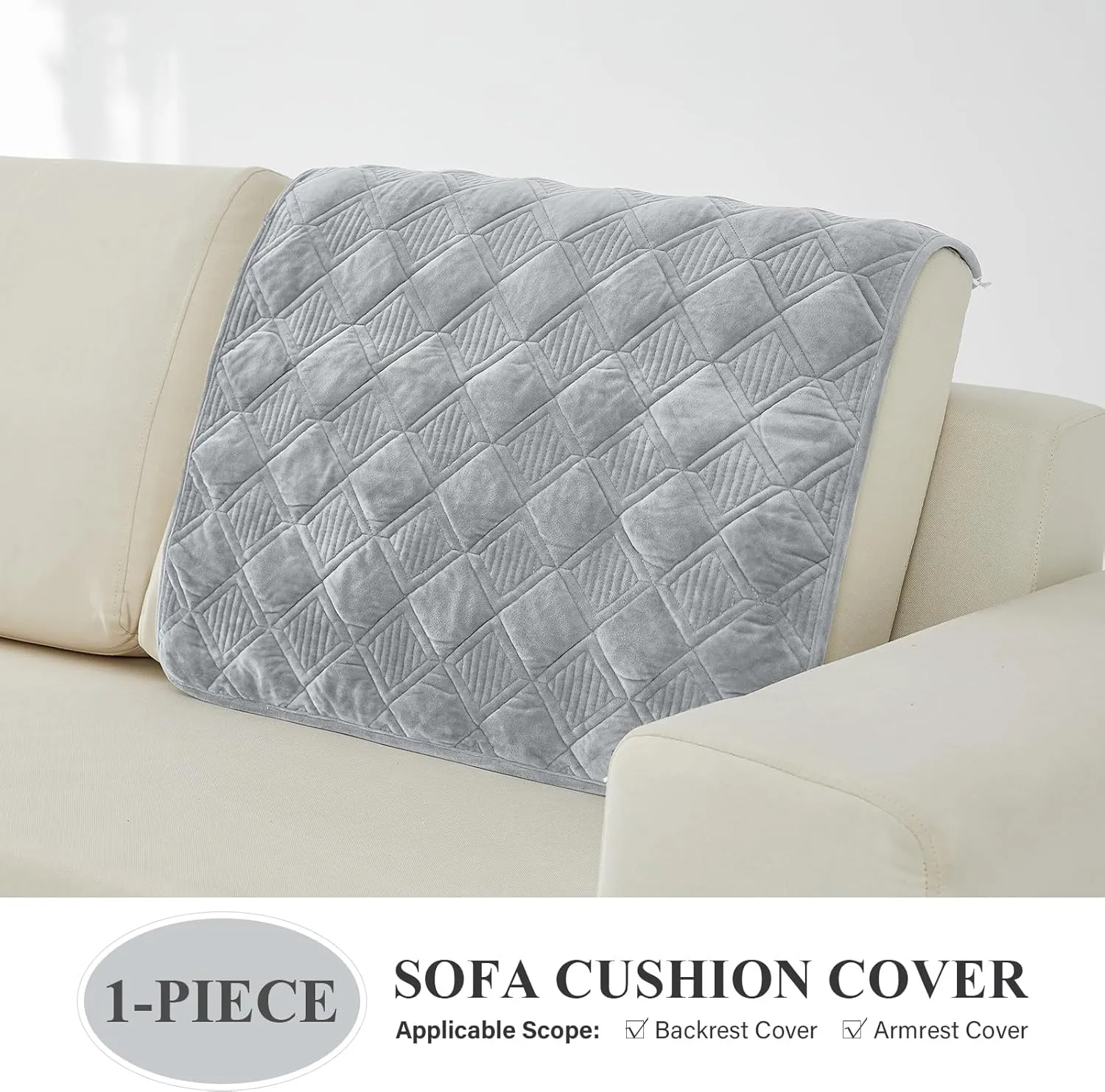 Deep Dream Couch Cover, Couch Arm Cover & Backrest Cover, Sectional Couch Covers, Anti-Slip Armrest Covers for Dogs Cats Recliner Loveseat Sofa L Shaped, 36 x 36 Inch -Light Gray(Only 1 Piece)
