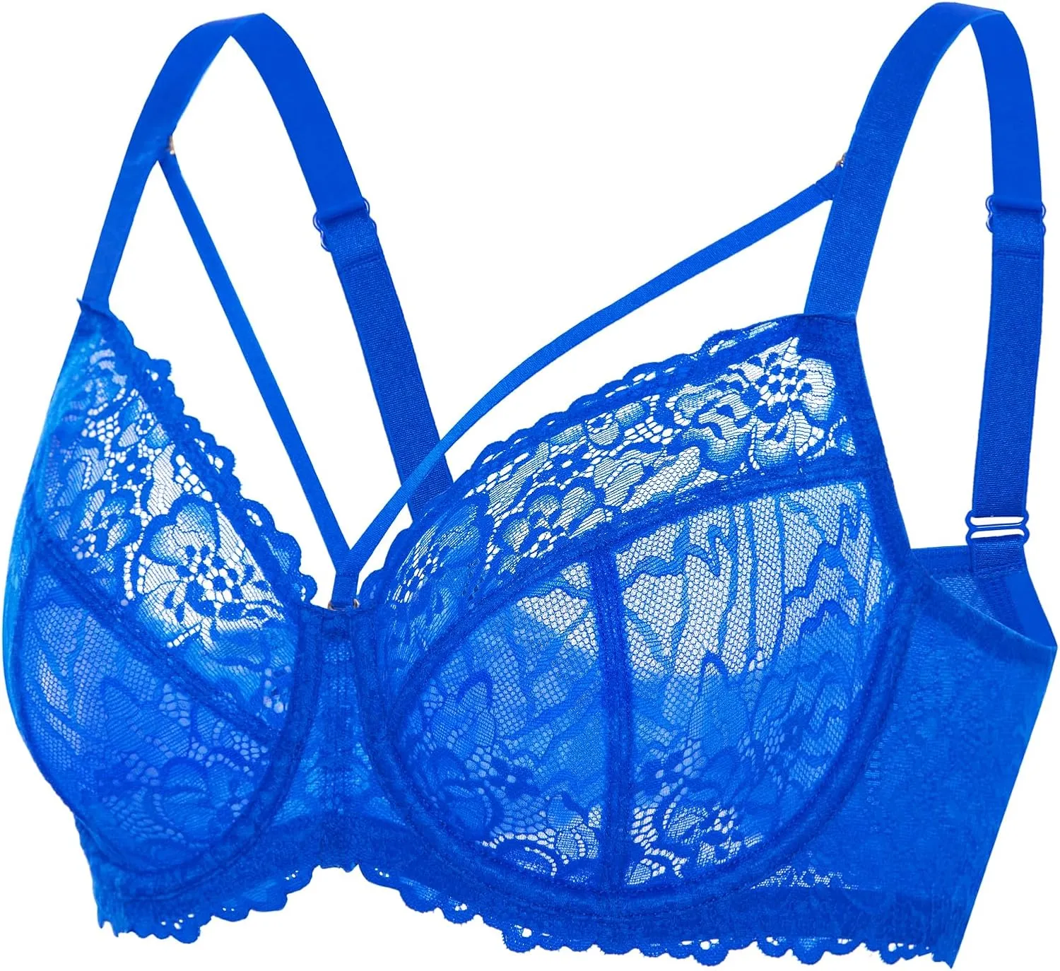 DELIMIRA Women's Plus Size Minimizer Bras Full Coverage Unlined Underwire Lace Bra B-K Cups