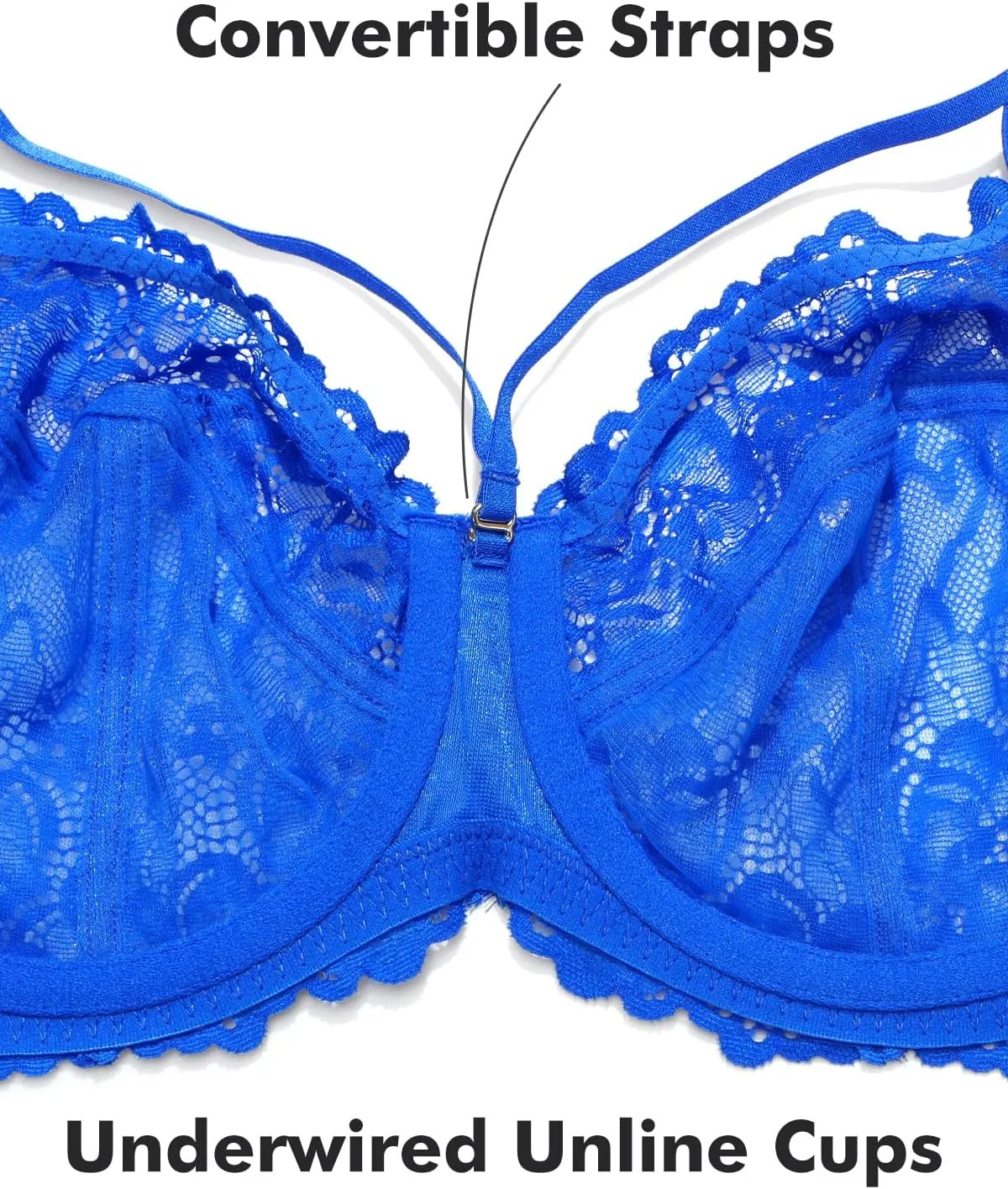 DELIMIRA Women's Plus Size Minimizer Bras Full Coverage Unlined Underwire Lace Bra B-K Cups