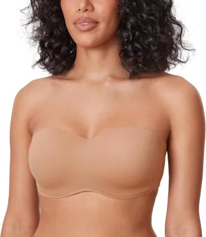 DELIMIRA Women's Strapless Bra Minimizer Seamless Underwire Unlined Bandeau for Big Bust