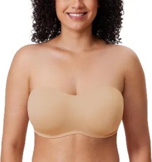 DELIMIRA Women's Strapless Bra Minimizer Seamless Underwire Unlined Bandeau for Big Bust