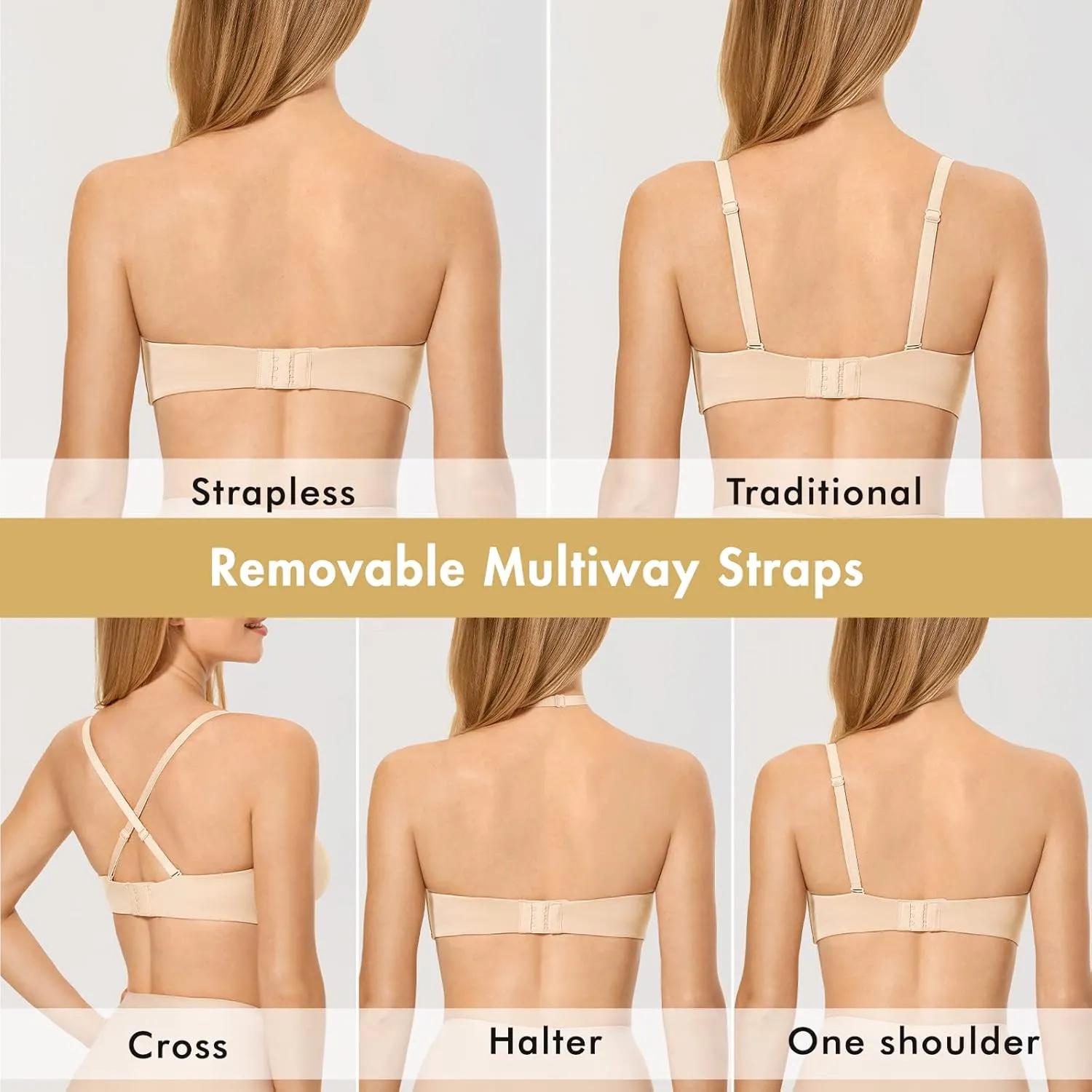 DELIMIRA Women's Strapless Bra Minimizer Seamless Underwire Unlined Bandeau for Big Bust
