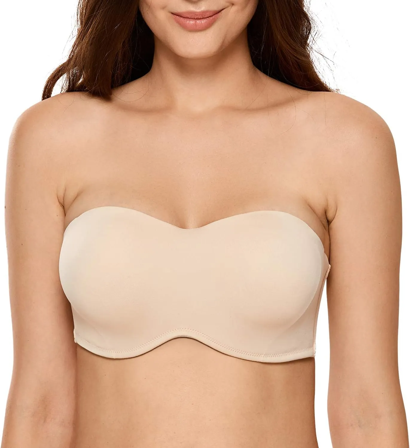DELIMIRA Women's Strapless Bra Minimizer Seamless Underwire Unlined Bandeau for Big Bust
