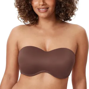 DELIMIRA Women's Strapless Bra Minimizer Seamless Underwire Unlined Bandeau for Big Bust