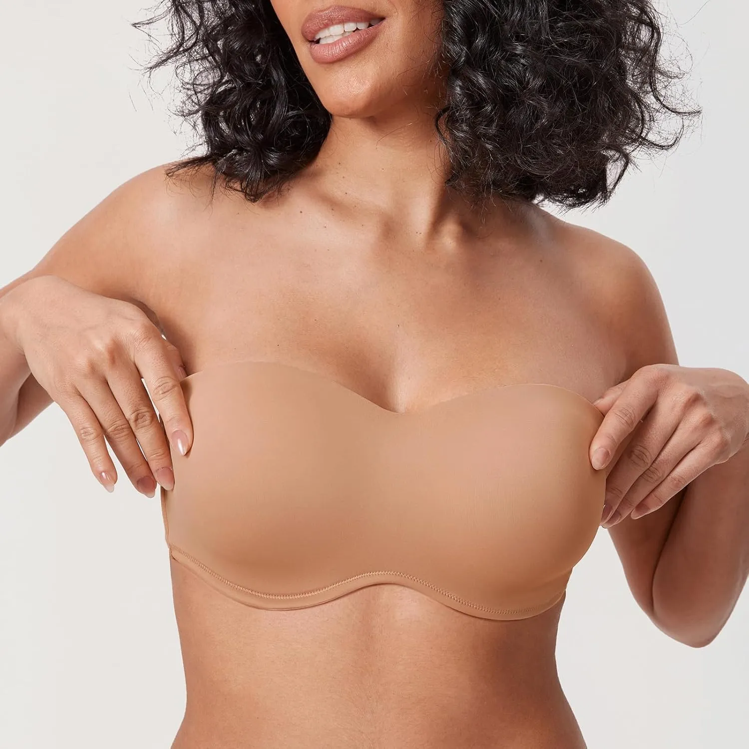 DELIMIRA Women's Strapless Bra Minimizer Seamless Underwire Unlined Bandeau for Big Bust