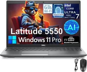 Dell Latitude 5550 5000 Business Laptop Computer, Intel 12-Core Ultra 7 155U (Beat i7-1355U), 64GB DDR5 RAM, 2TB SSD, 15.6" FHD, WiFi 6, Thunderbolt 4, Backlit Keyboard, Fingerprint Reader, Win11 Pro