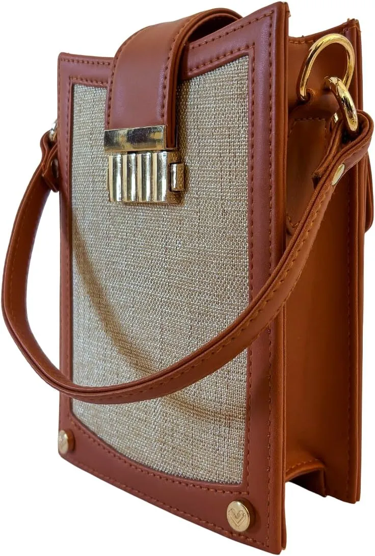 Designer Mobile and Wallet Handbag Small Vegan Leather Anti-theft Crossbody Purse for Travel with Card Slots and Adjustable straps