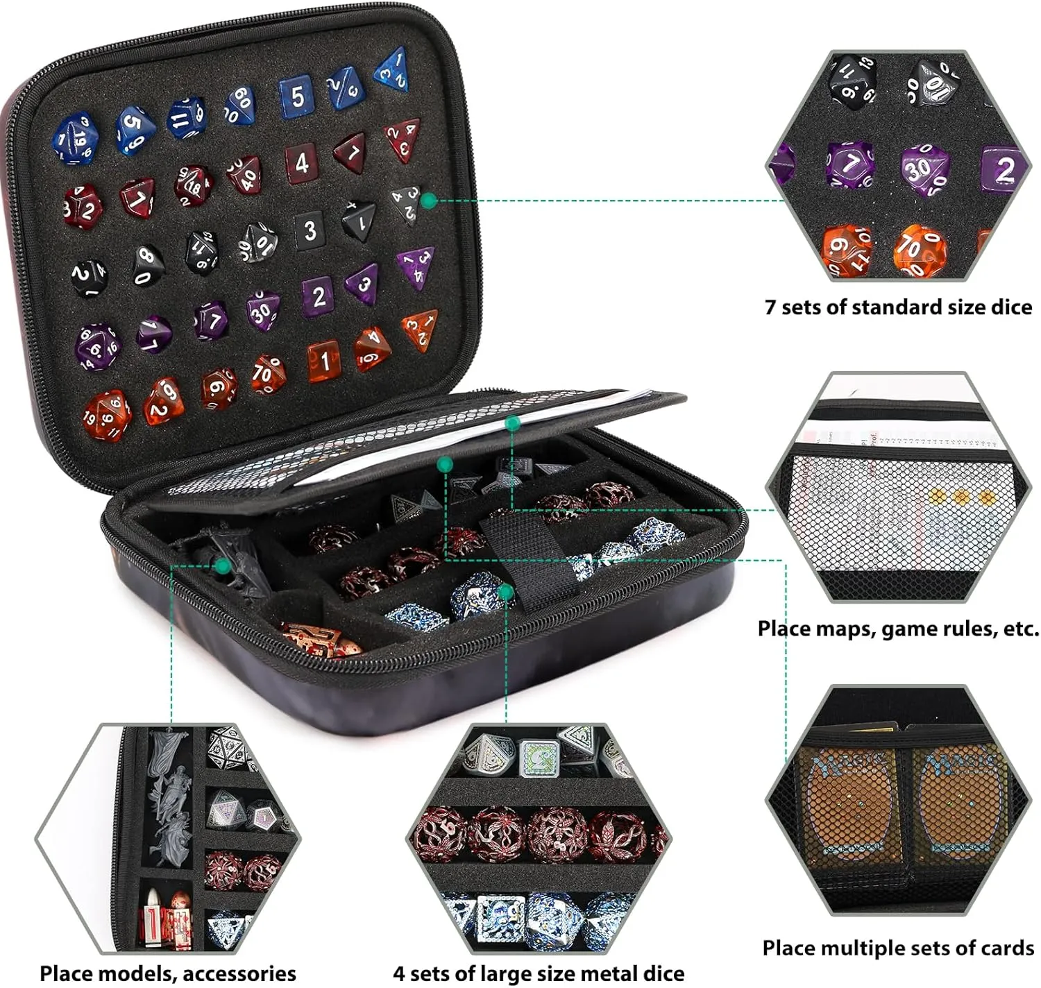 Dice Storage Case Dice Bag Dice throne dnd dice tray dice holder dnd dice storage dice case Multifunctional storage Organizer Role Playing Game for Rpg Table Game (C)