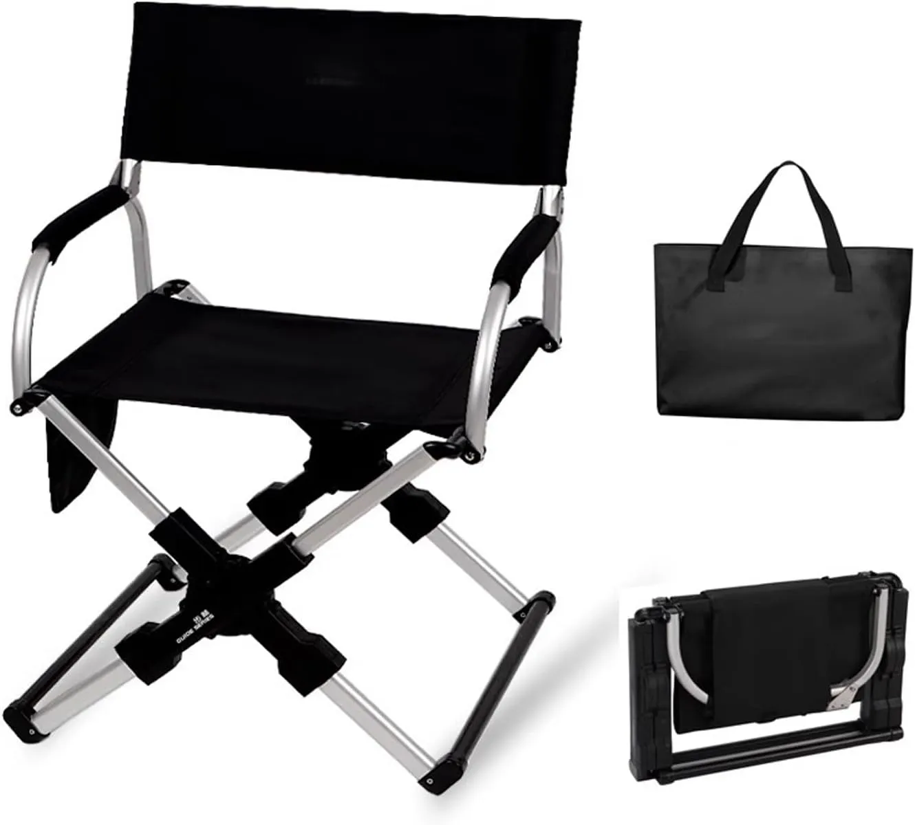 Directors Chairs Foldable with Carry Bag, Compact, Lightweight Collapsible Arm Chair for Outdoor Camping, Sports, Tailgates, Beach, and Fishing(Black)